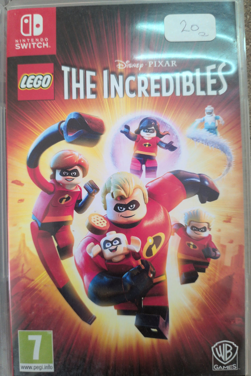 Photographed front cover and case of LEGO The Incredibles for Nintendo Switch
