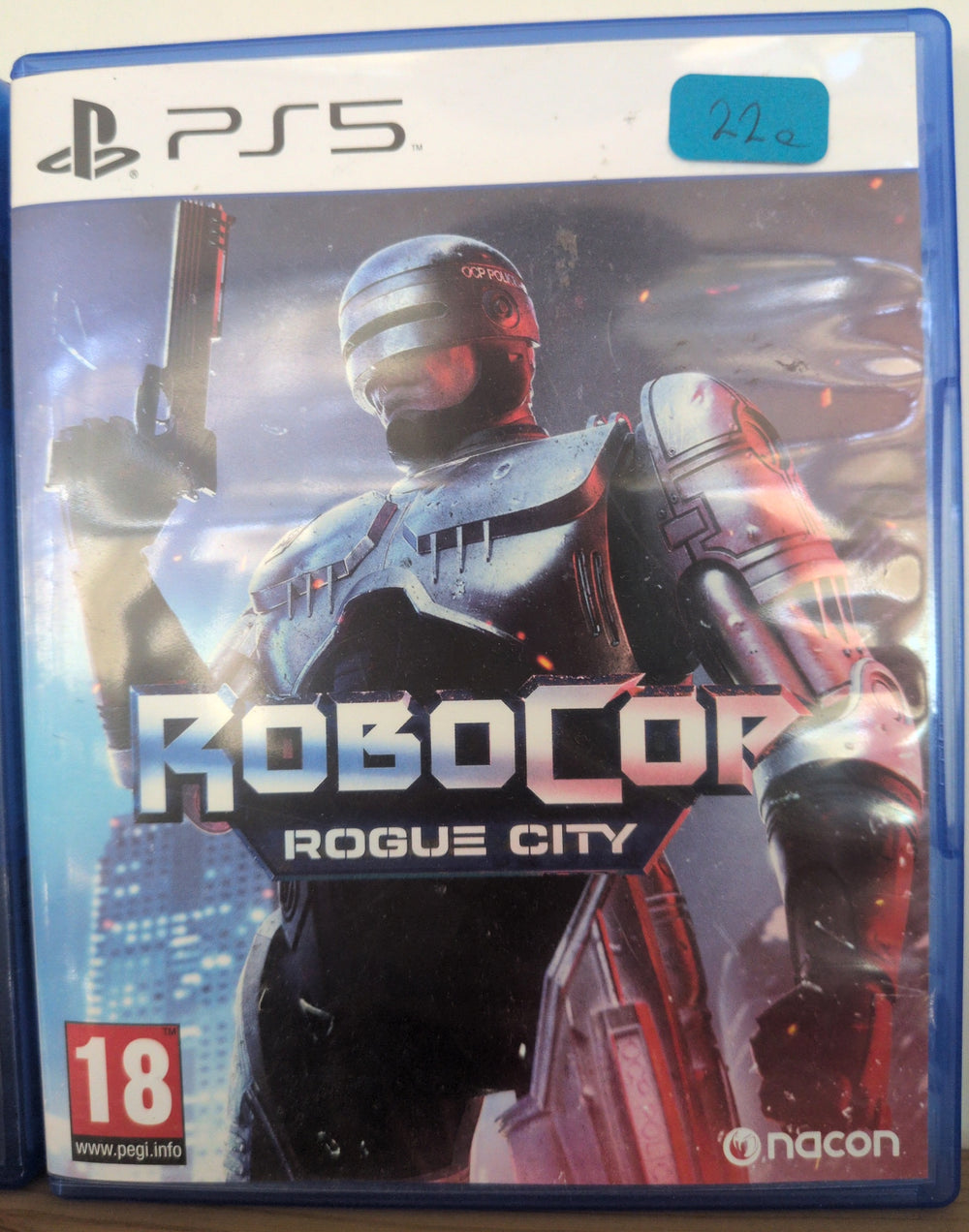 Photographed front cover and case of RoboCop: Rogue City for PS5