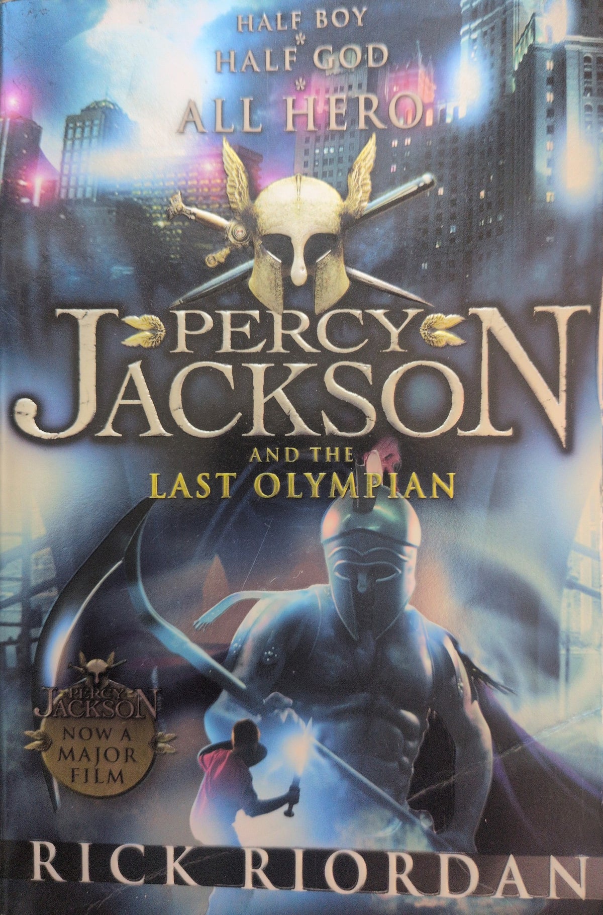 Actual photographed front cover of Percy Jackson and the Last Olympian by Rick Riordan