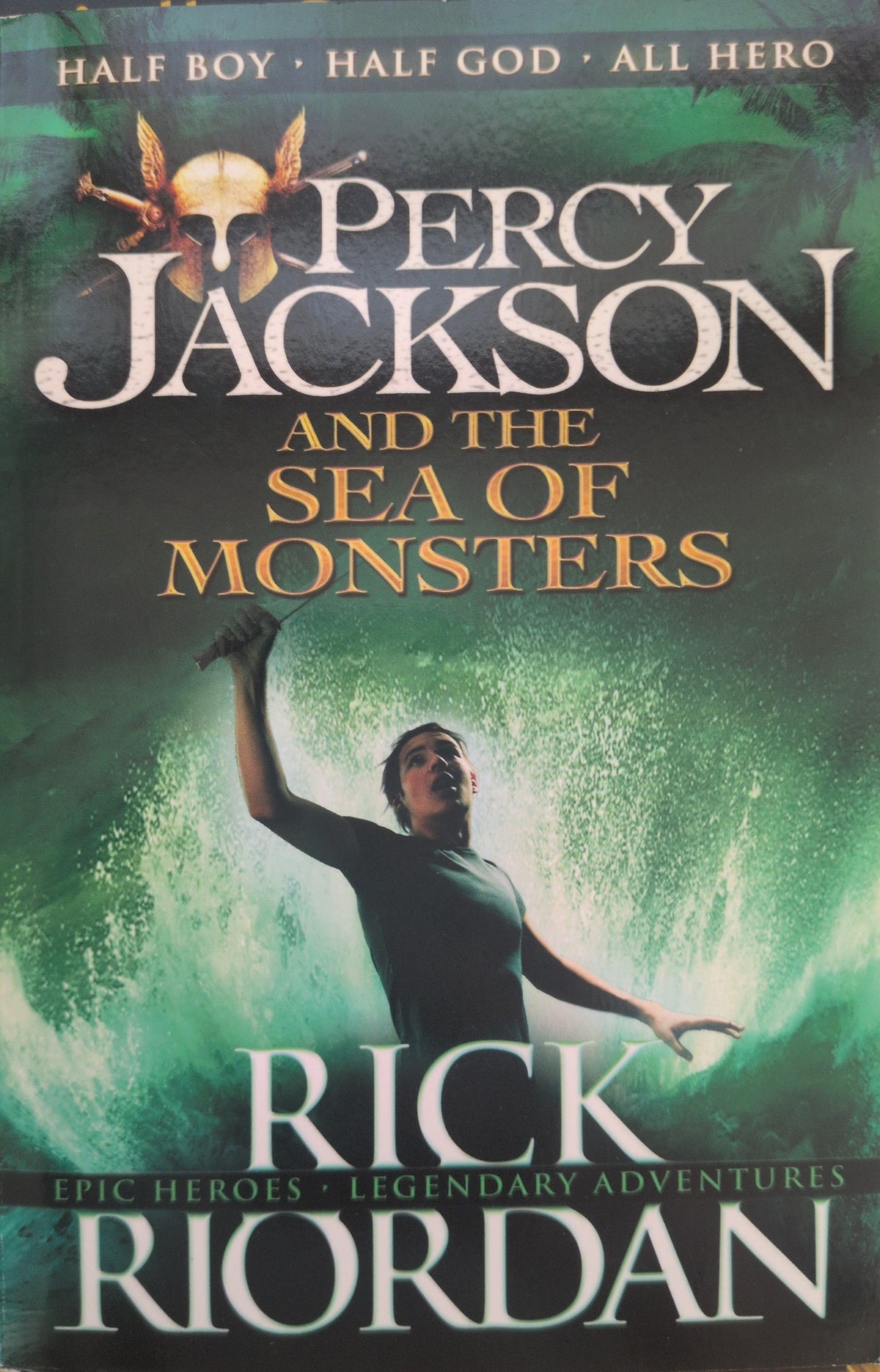 Actual photographed front cover of Percy Jackson and the Sea of Monsters by Rick Riordan