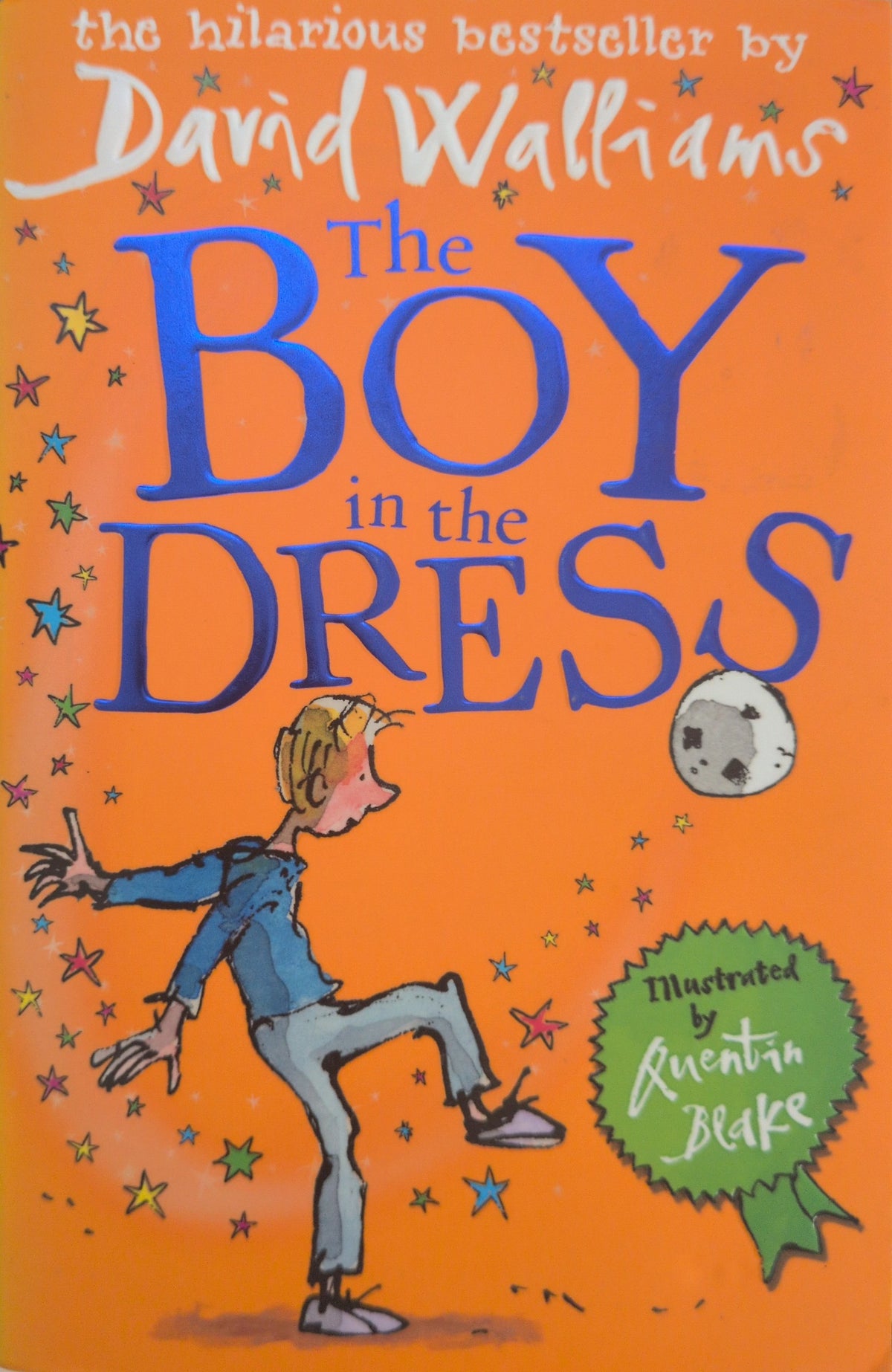 Actual photographed front cover of The Boy in the Dress by David Walliams