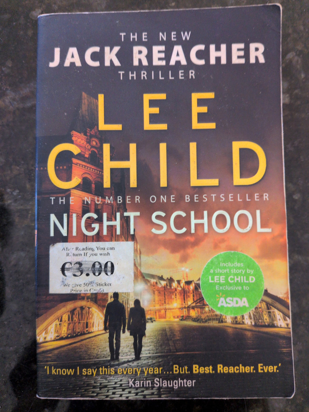 Actual photographed front cover of Night School by Lee Child