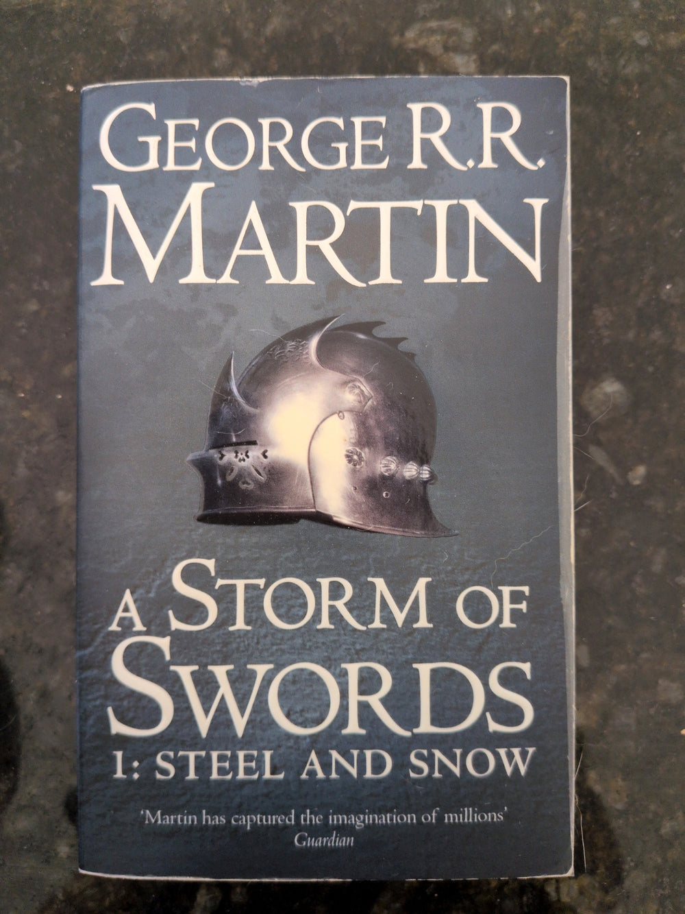 Actual photographed front cover of A Storm of Swords: Part 1 — Steel and Snow by George R. R. Martin