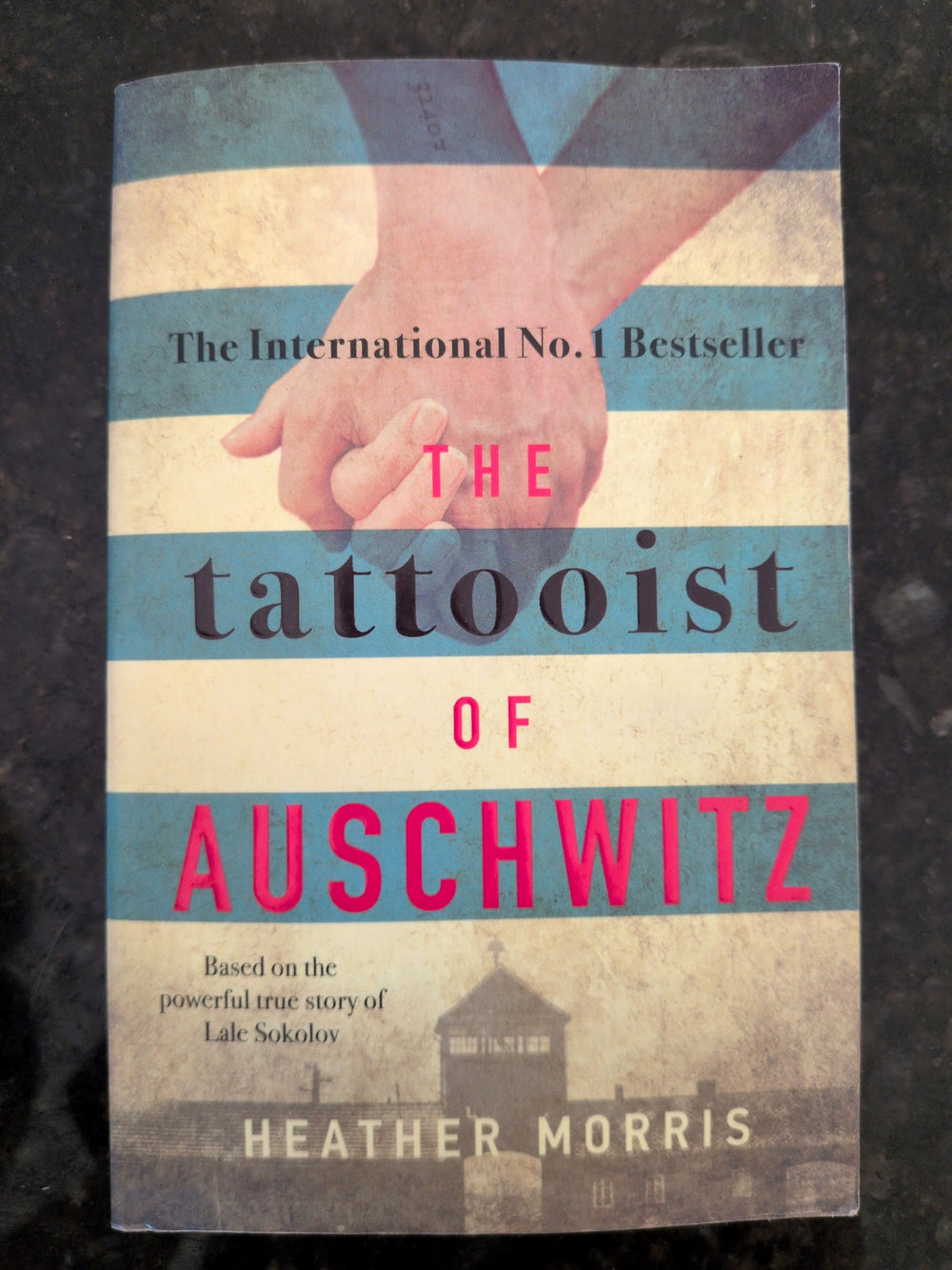 Actual photographed front cover of The Tattooist of Auschwitz by Heather Morris