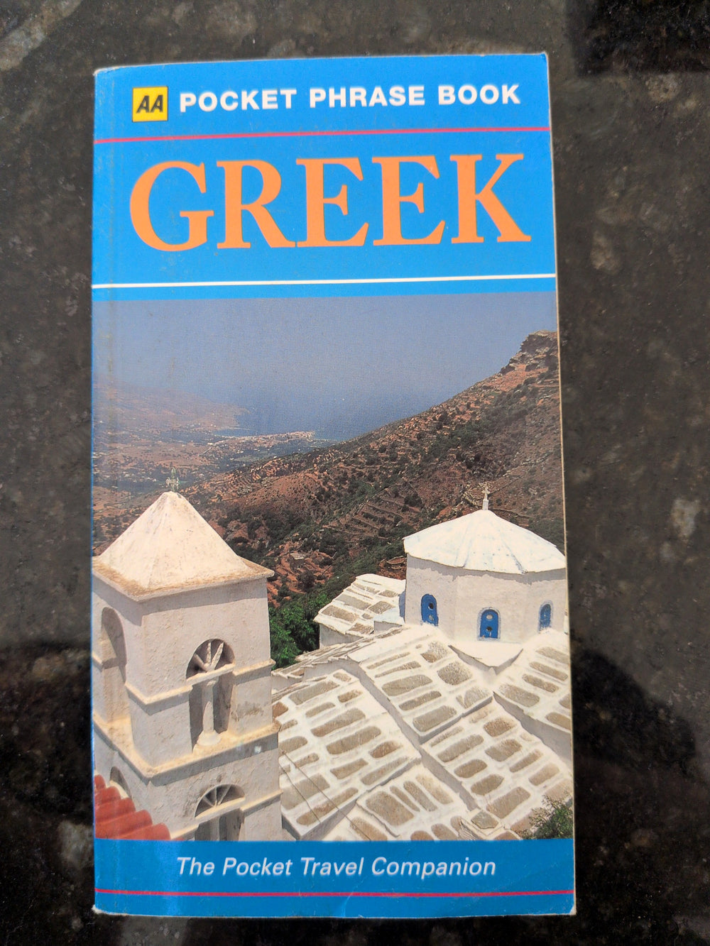 Actual photographed front cover of Greek — AA Pocket Phrase Book