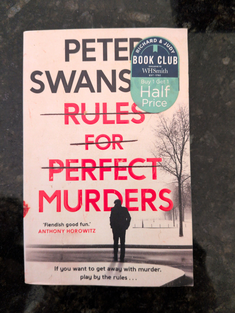 Actual photographed front cover of Rules for Perfect Murders by Peter Swanson