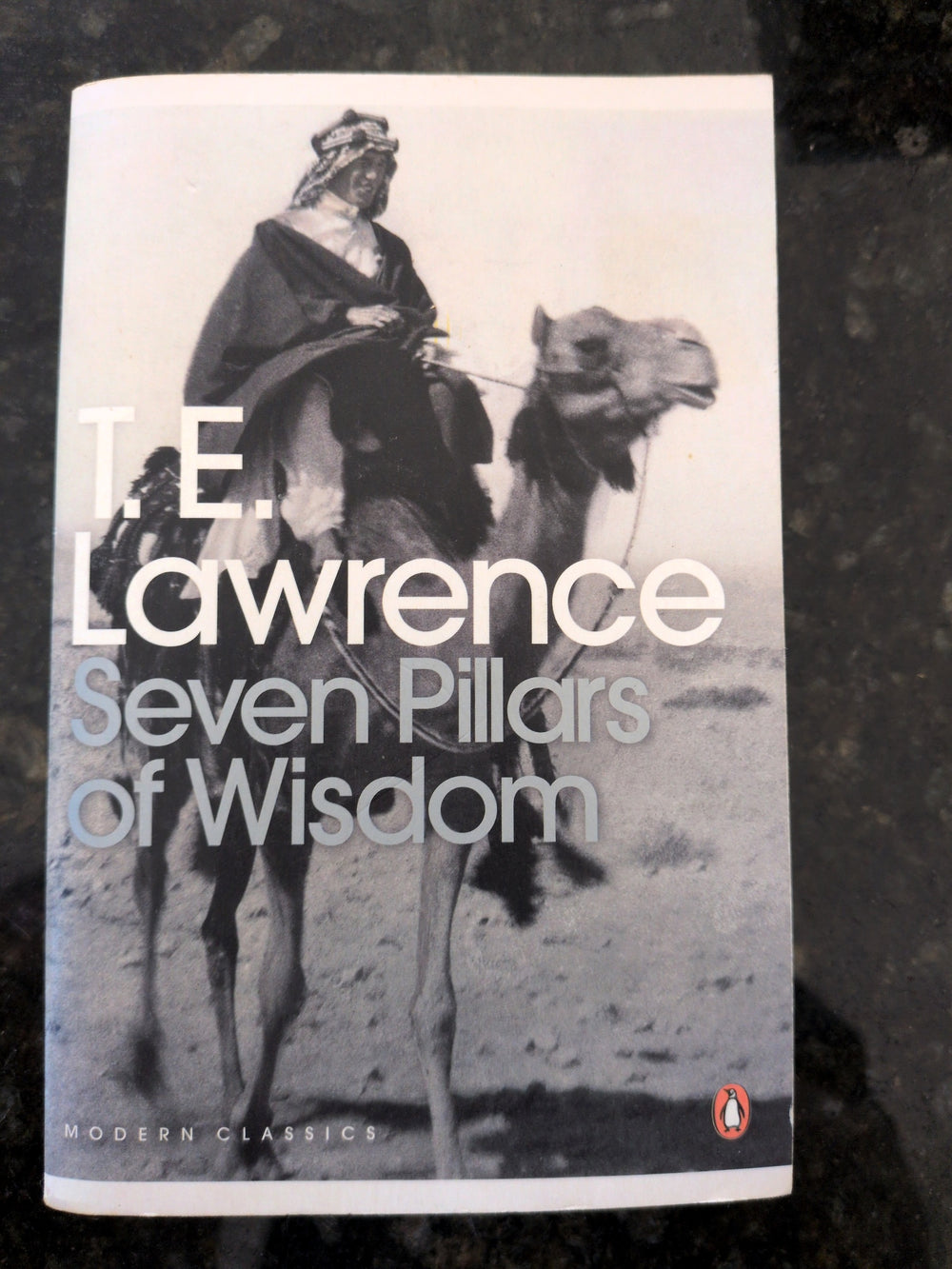 Actual photographed front cover of Seven Pillars of Wisdom by T. E. Lawrence