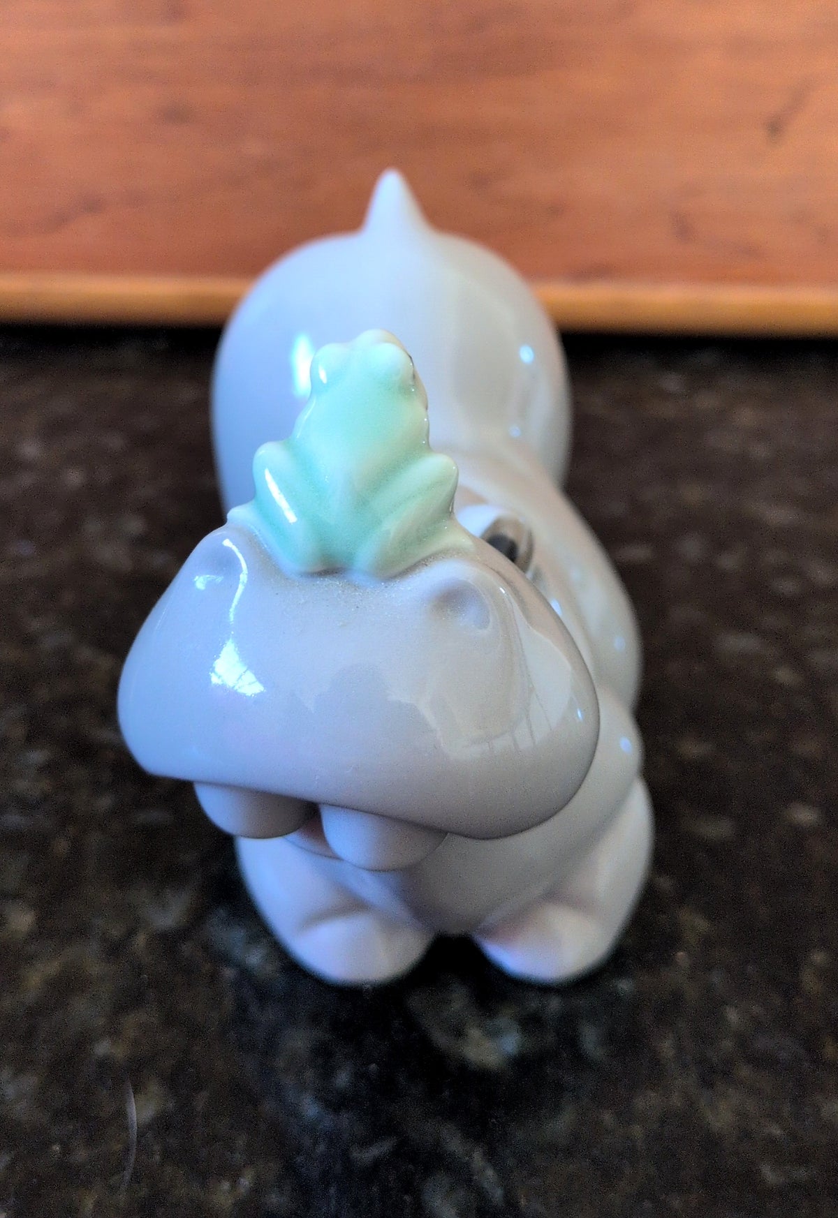 Actual photographed item: NAO Hippopotamus with Frog Figurine