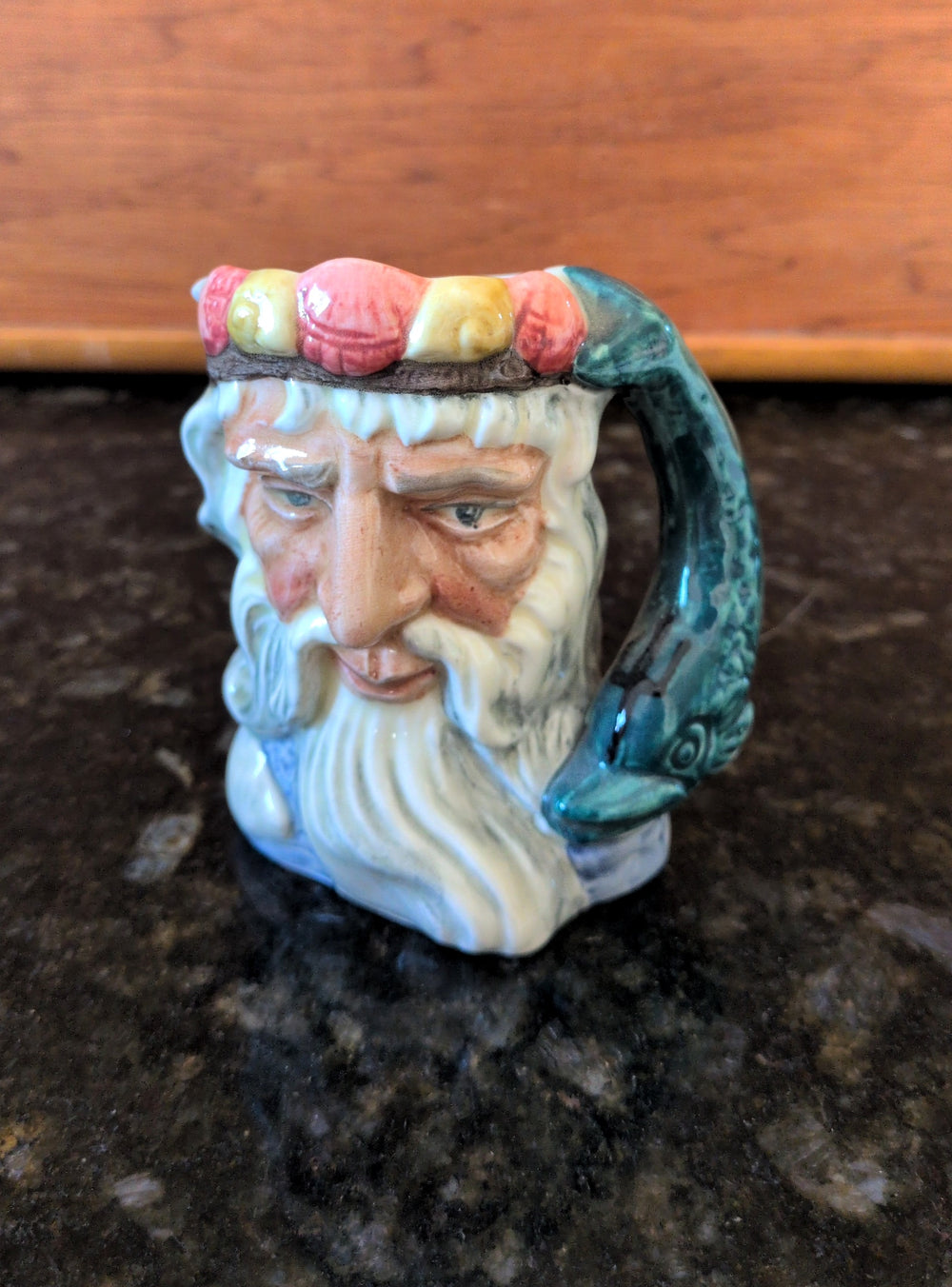 Actual photographed item: Bearded Character Jug with Fish Handle