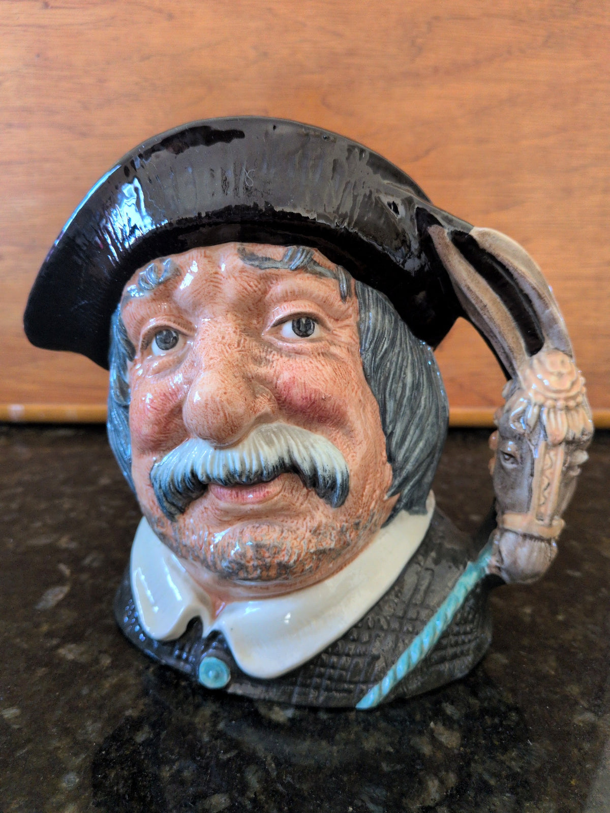 Actual photographed item: Character Jug with Black Hat and Feather Handle