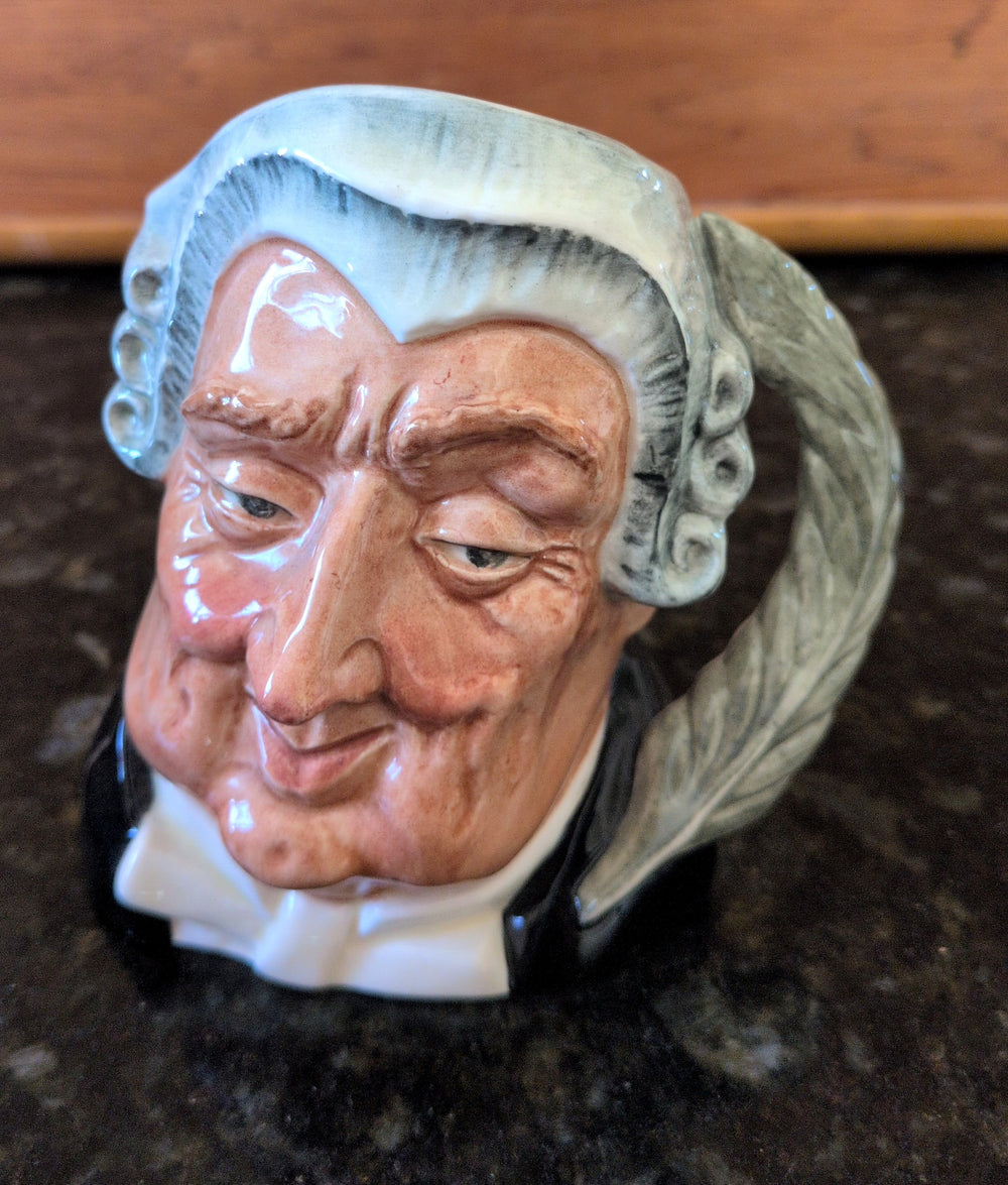 Actual photographed item: Character Jug with White Wig and Quill Handle