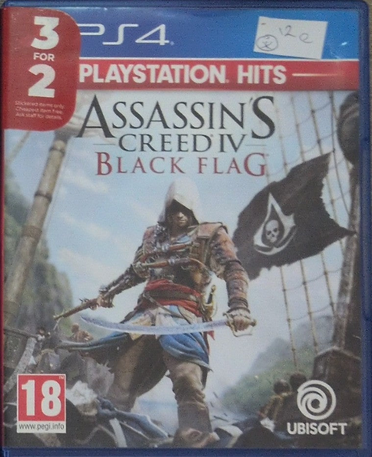Photographed front cover and case of Assassin’s Creed IV: Black Flag for PS4