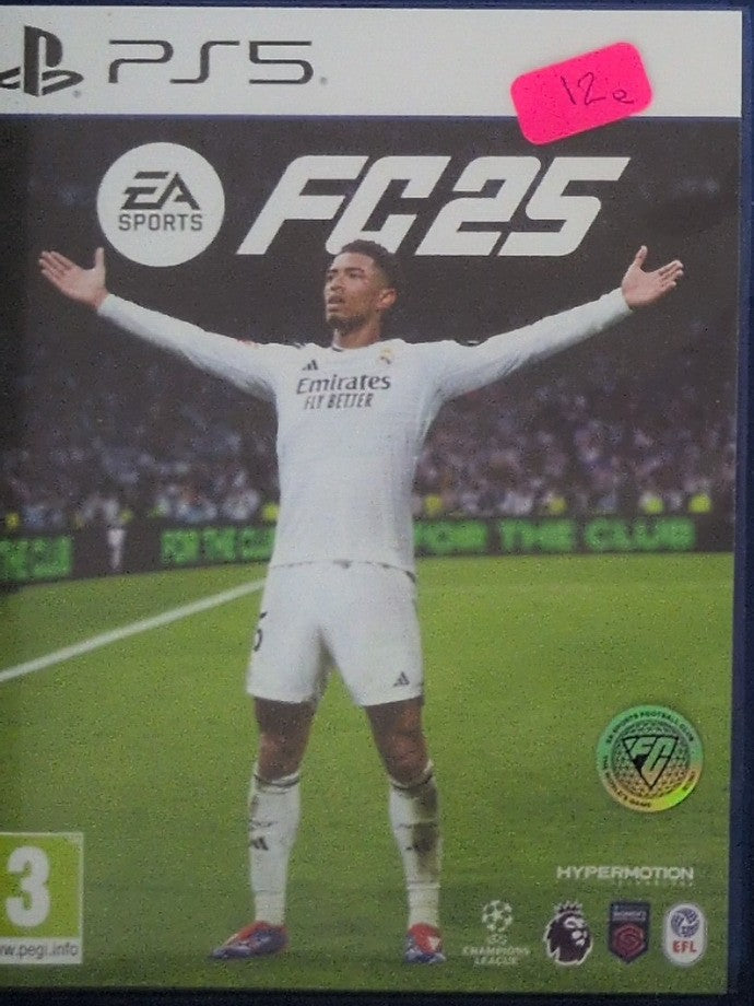 Photographed front cover and case of EA Sports FC 25 for PS5