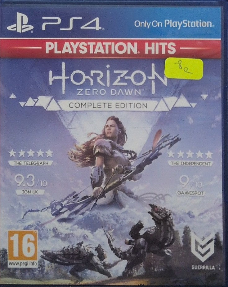 Photographed front cover and case of Horizon Zero Dawn: Complete Edition for PS4