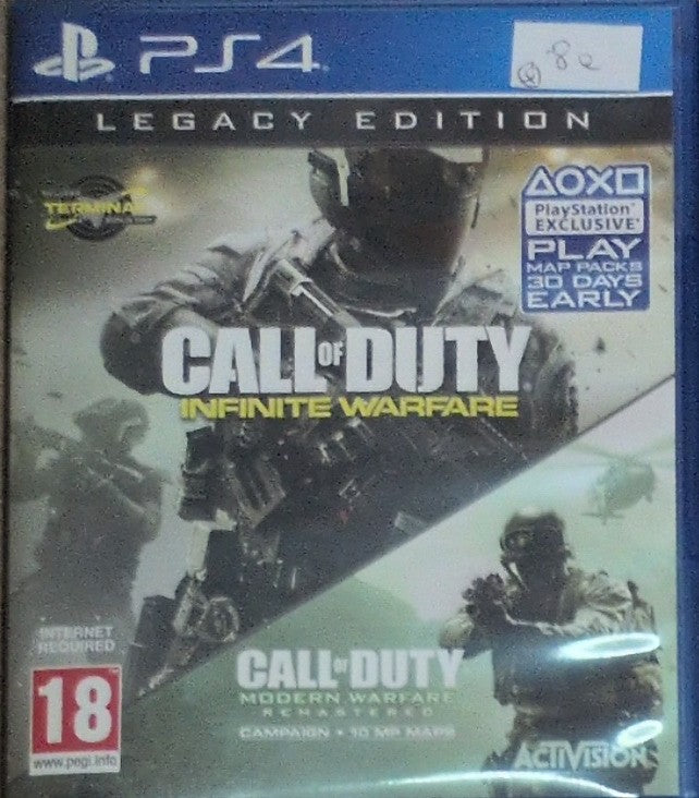 Photographed front cover and case of Call of Duty: Infinite Warfare – Legacy Edition for PS4