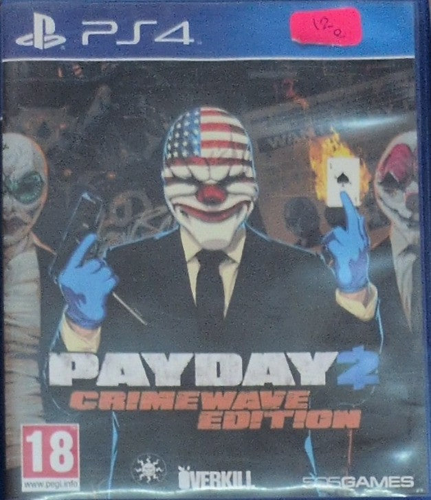 Photographed front cover and case of Payday 2: Crimewave Edition for PS4