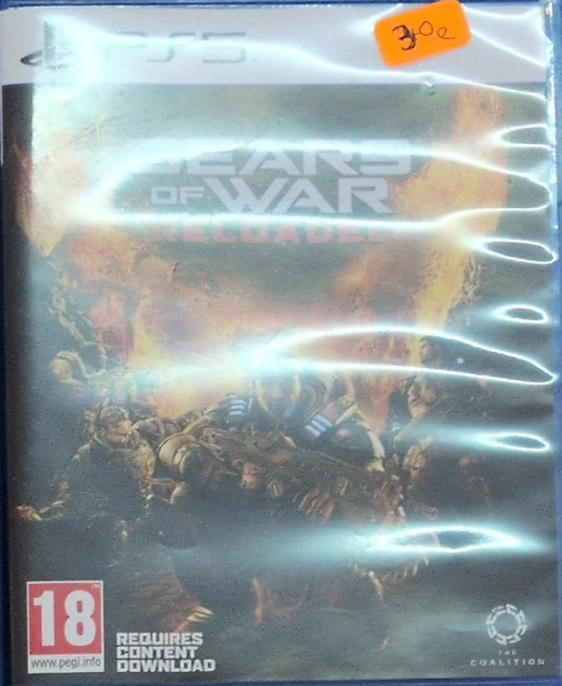 Photographed front cover and case of Gears of War: Reloaded for PS5