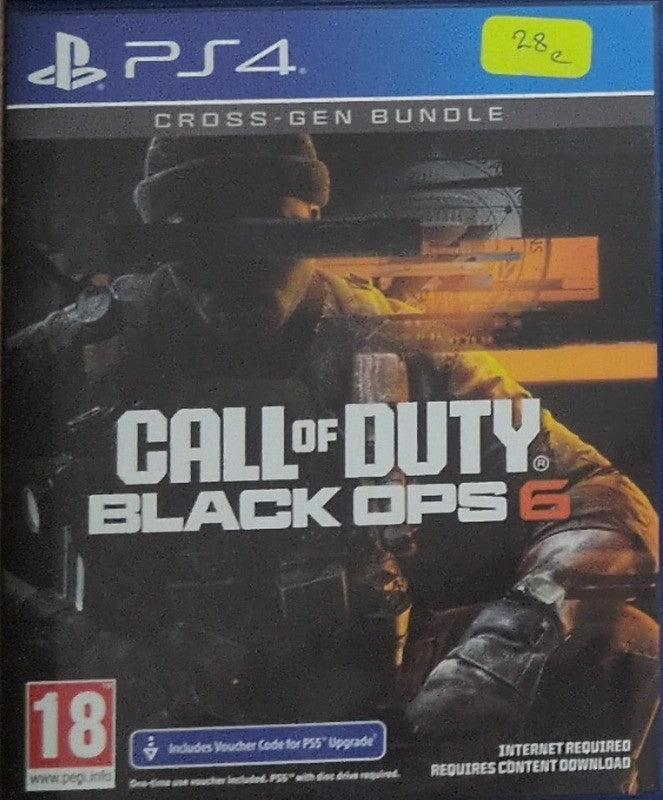 Photographed front cover and case of Call of Duty: Black Ops 6 – Cross-Gen Bundle for PS4