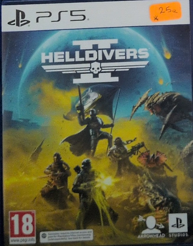 Photographed front cover and case of Helldivers 2 for PS5