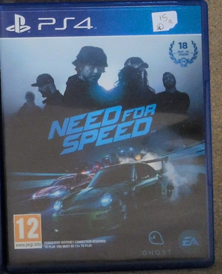 Photographed front cover and case of Need for Speed for PS4