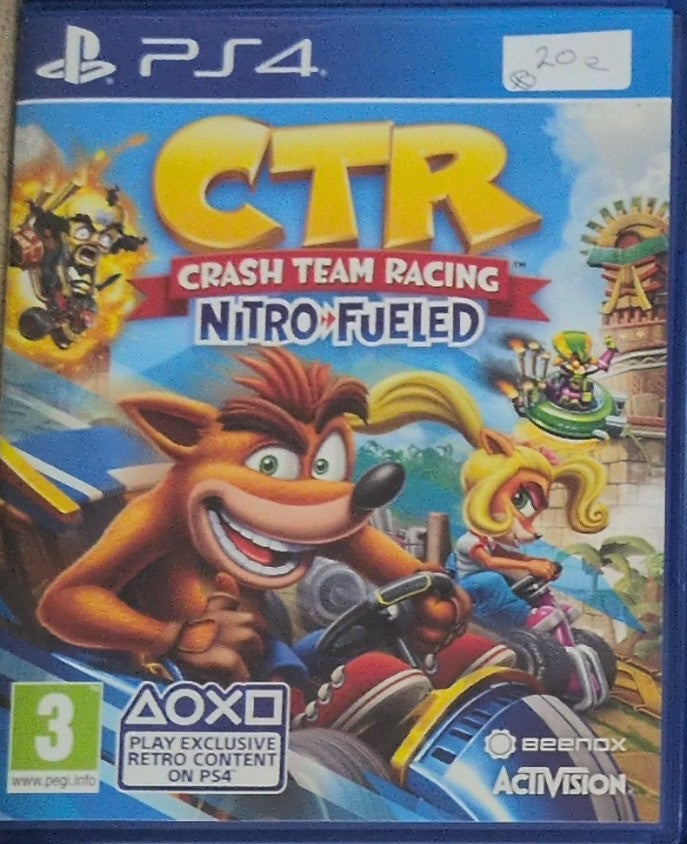 Photographed front cover and case of Crash Team Racing Nitro-Fueled for PS4