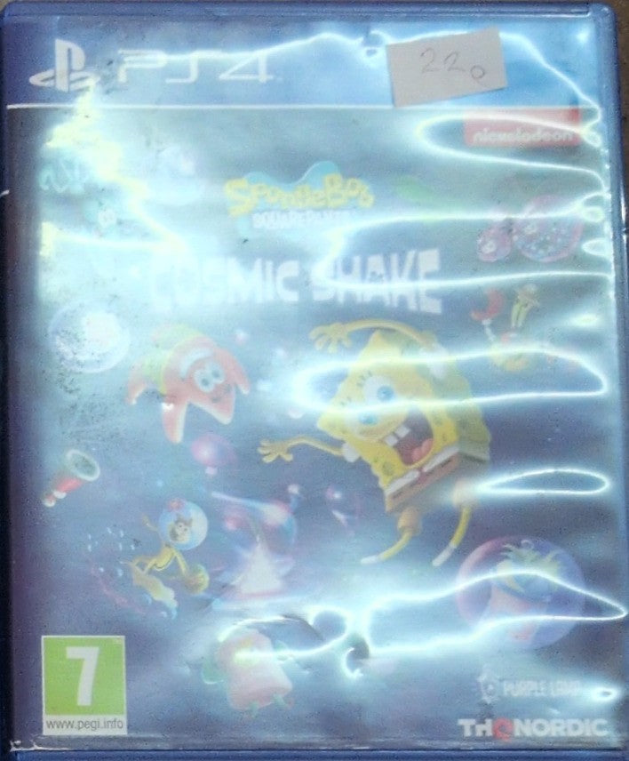 Photographed front cover and case of SpongeBob SquarePants: The Cosmic Shake for PS4