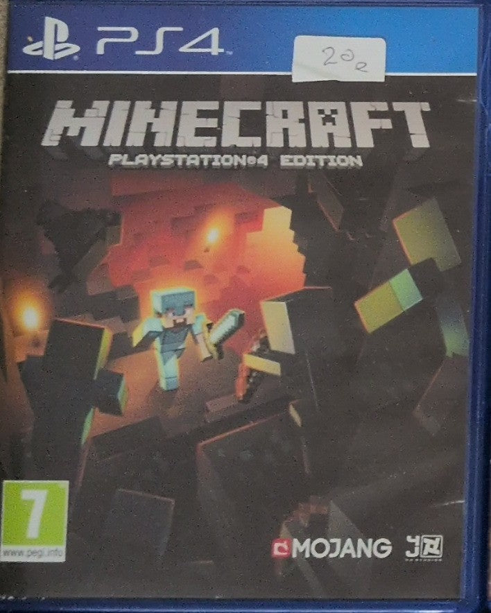 Photographed front cover and case of Minecraft: PlayStation 4 Edition for PS4