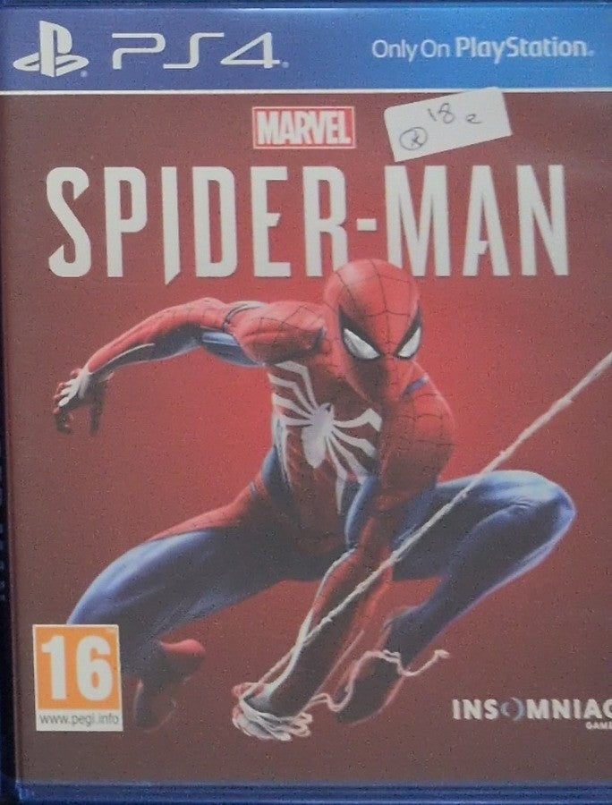Photographed front cover and case of Marvel’s Spider-Man for PS4