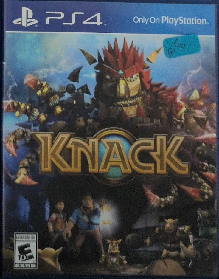 Photographed front cover and case of Knack for PS4