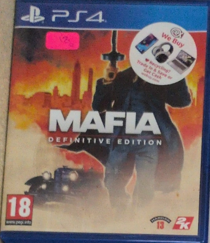 Photographed front cover and case of Mafia: Definitive Edition for PS4