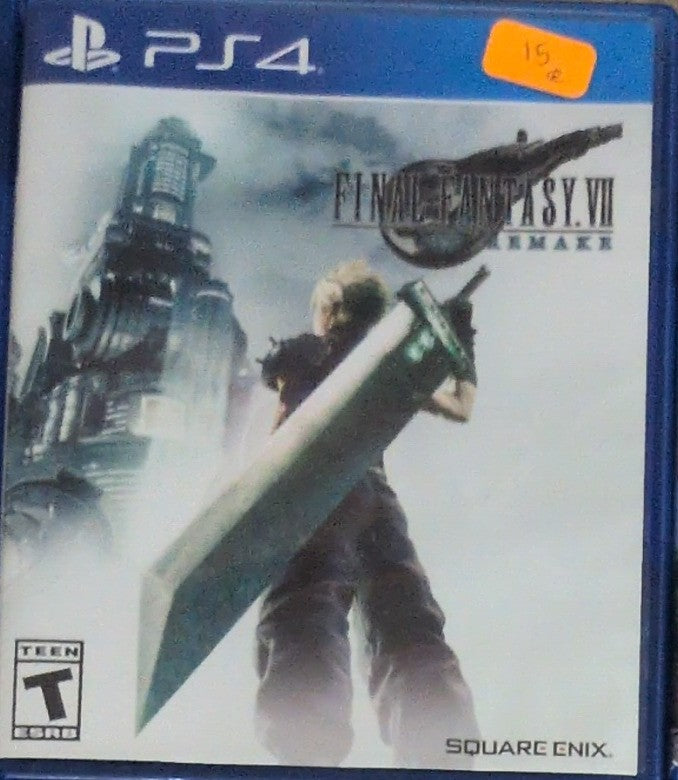 Photographed front cover and case of Final Fantasy VII Remake for PS4