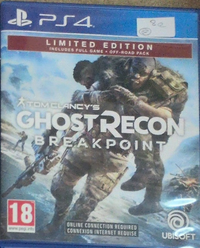 Photographed front cover and case of Tom Clancy’s Ghost Recon Breakpoint – Limited Edition for PS4
