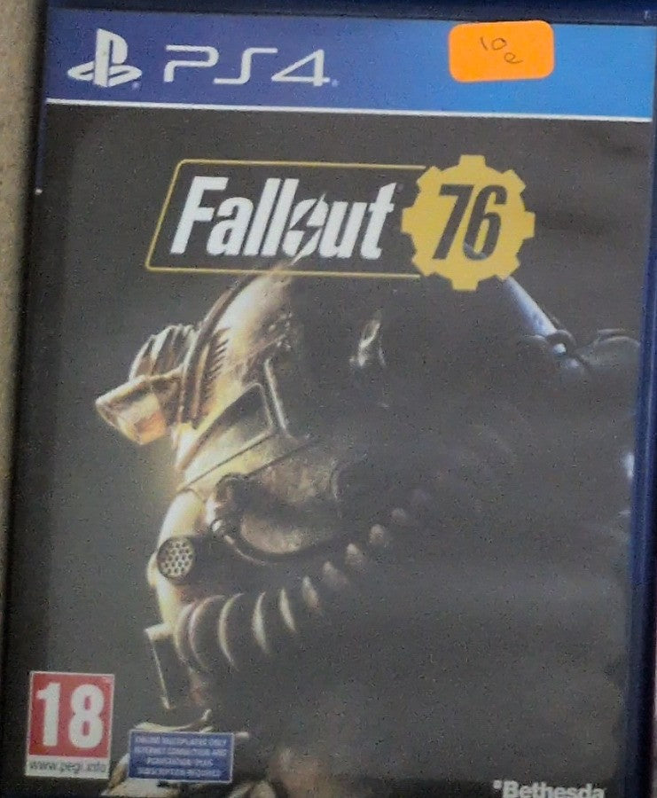 Photographed front cover and case of Fallout 76 for PS4