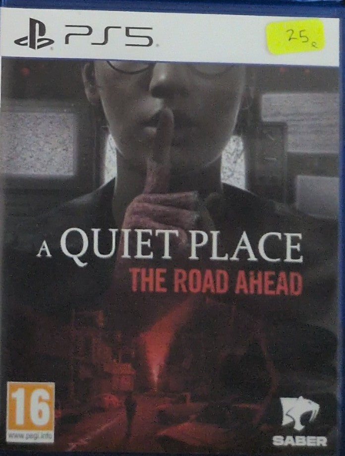 Photographed front cover and case of A Quiet Place: The Road Ahead for PS5