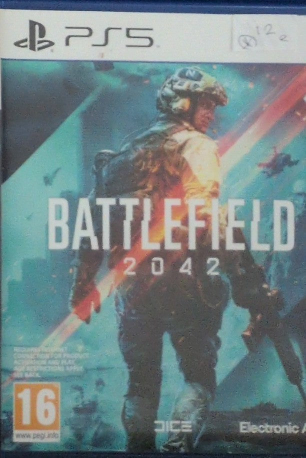 Photographed front cover and case of Battlefield 2042 for PS5