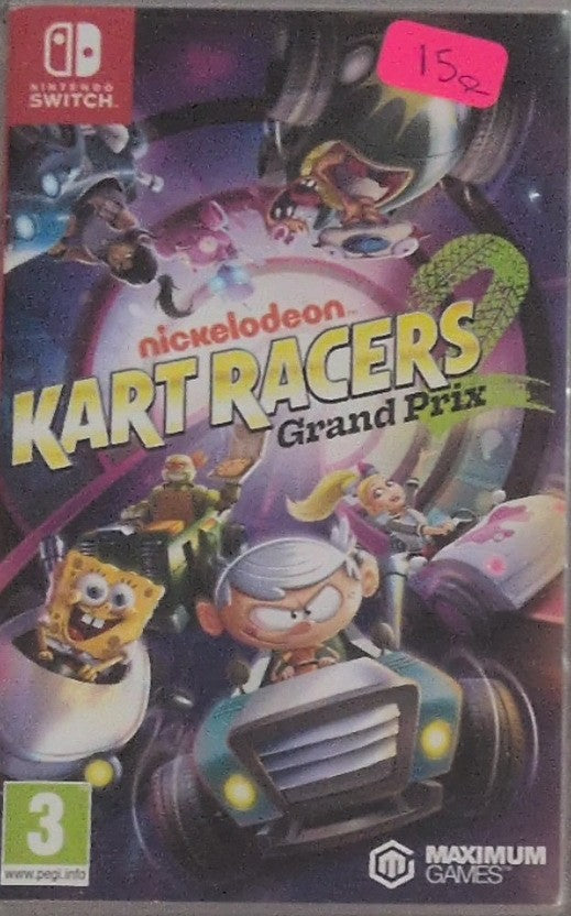 Photographed front cover and case of Nickelodeon Kart Racers 2: Grand Prix for Nintendo Switch