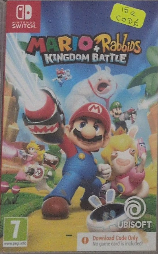 Photographed front cover and case of Mario + Rabbids Kingdom Battle for Nintendo Switch