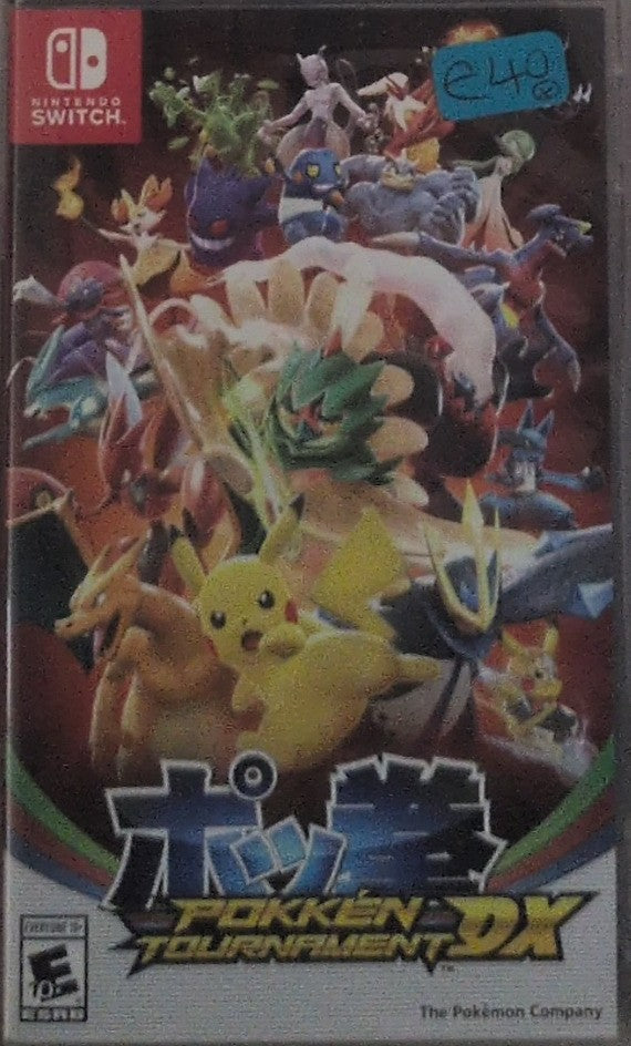 Photographed front cover and case of Pokkén Tournament DX for Nintendo Switch