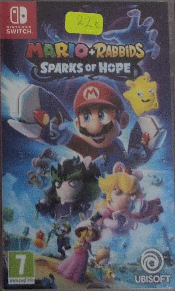 Photographed front cover and case of Mario + Rabbids Sparks of Hope for Nintendo Switch