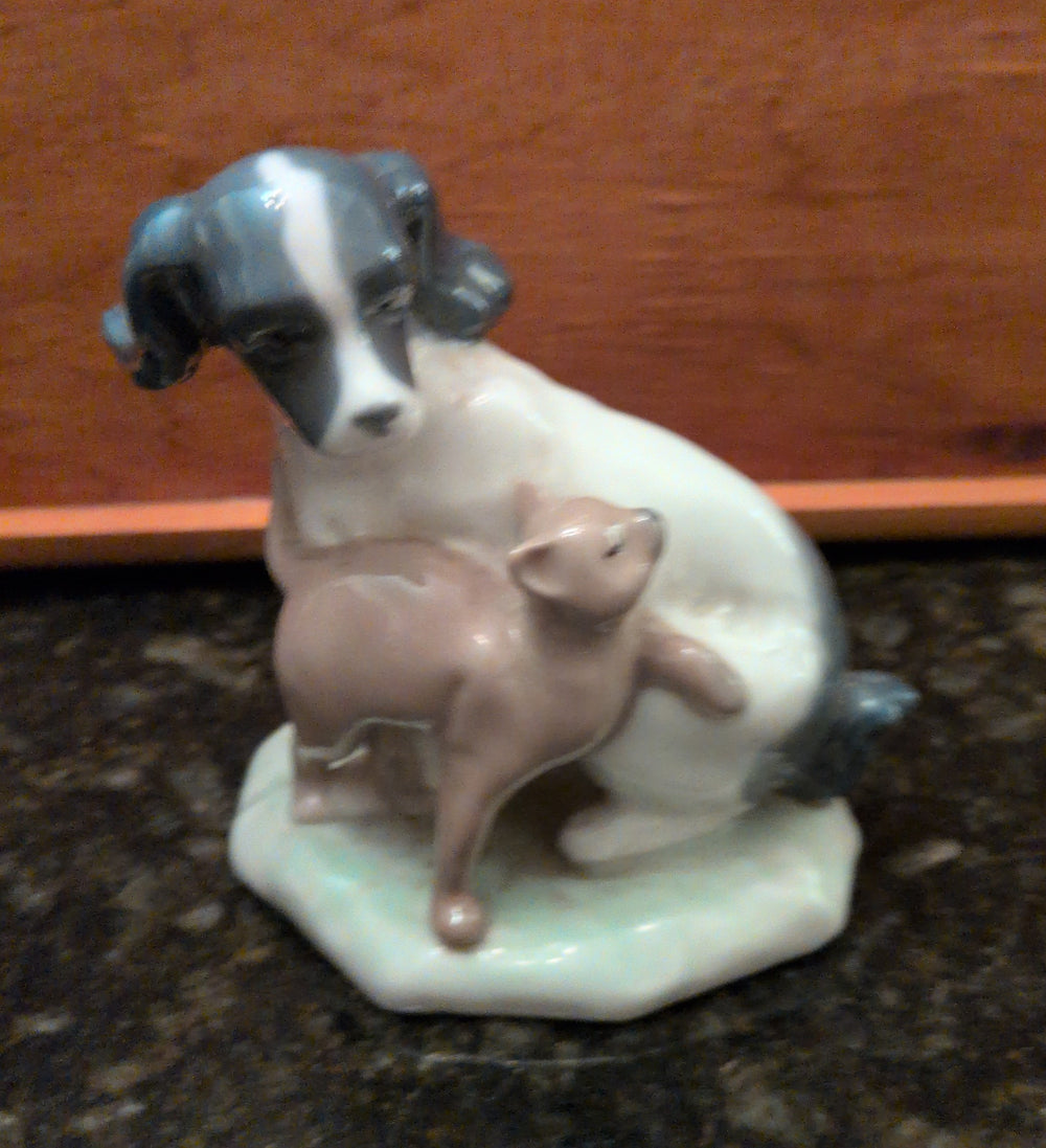 Actual photographed item: NAO Black and White Dog Figurine