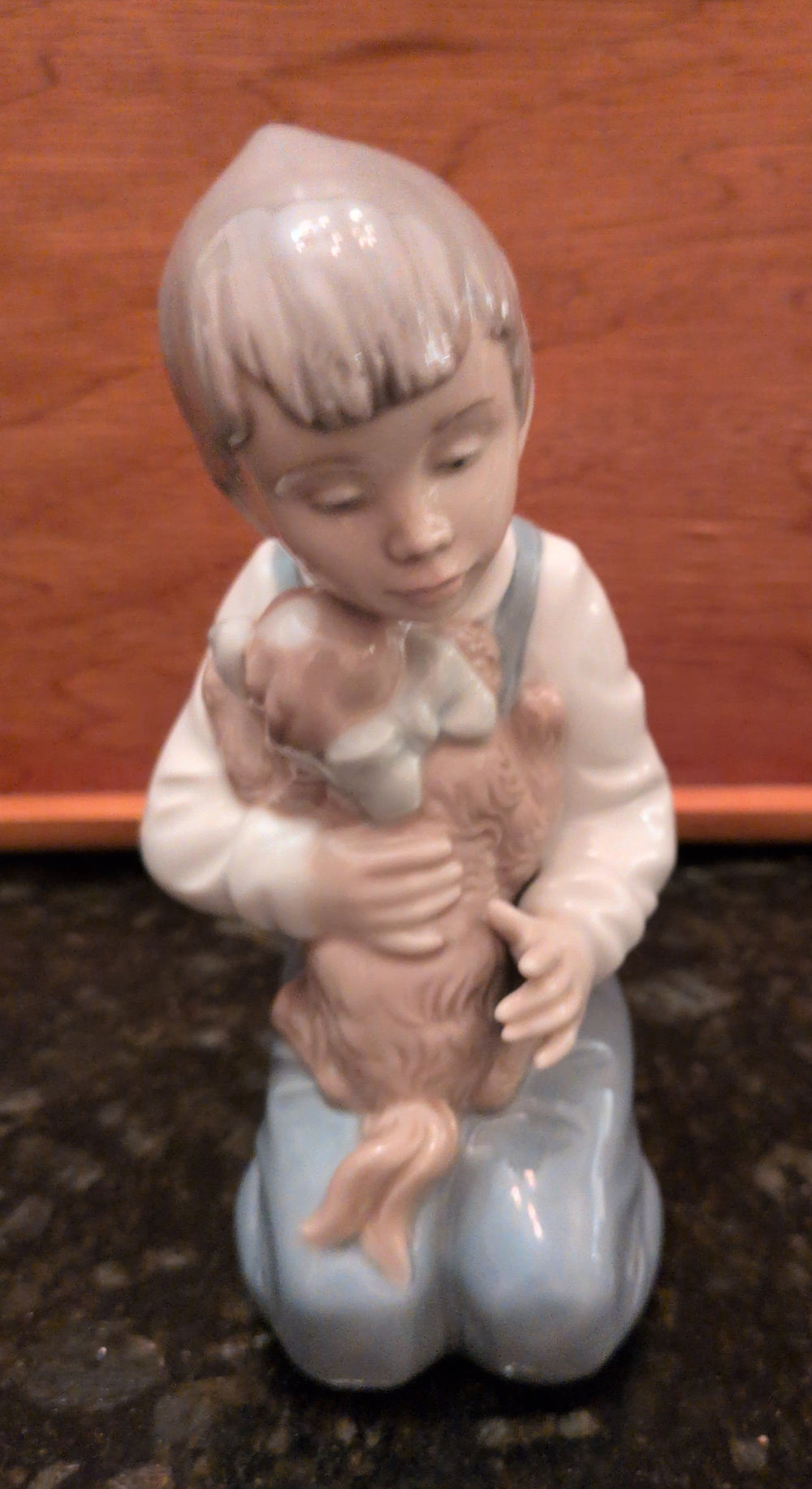 Actual photographed item: NAO Boy with Puppy Figurine