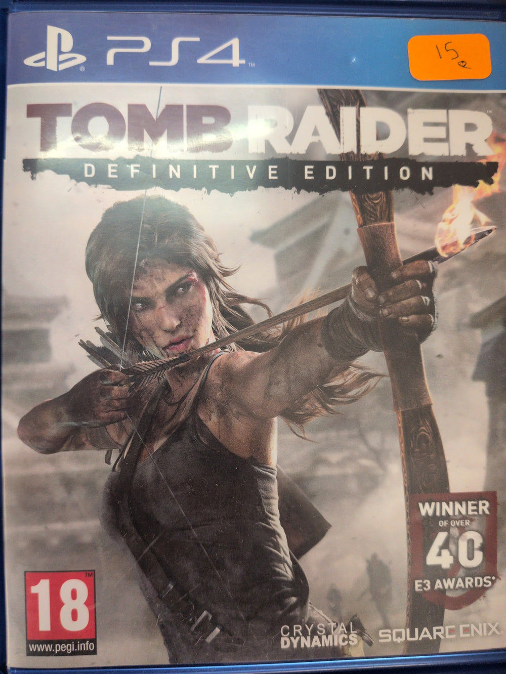 Photographed front cover and case of Tomb Raider: Definitive Edition — PS4