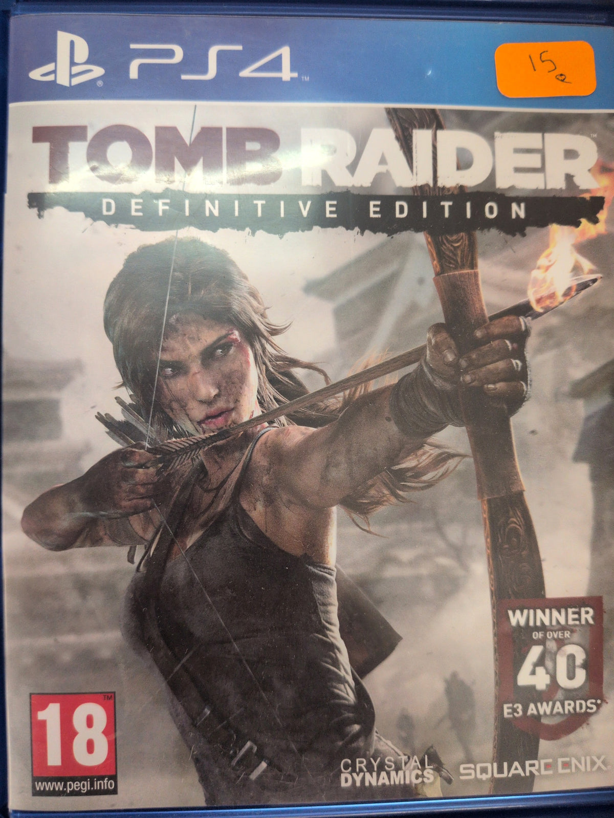 Photographed front cover and case of Tomb Raider: Definitive Edition — PS4